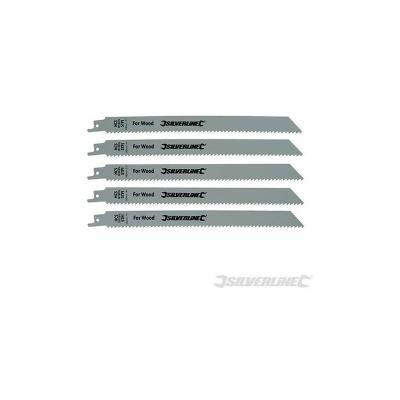 SILVERLINE Lot de 5 lames de scie-sabre pour bois Acier HCS - 5 TPI - 240 mm
