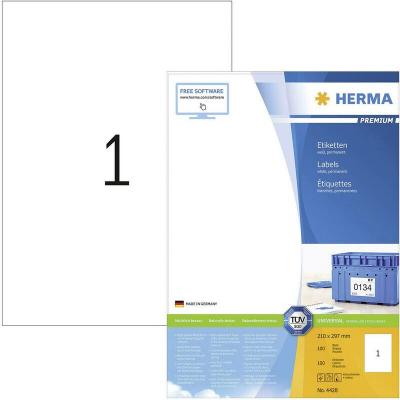 HERMA  Premium Labels 210x297 100 Sheets A4 100 Pieces Blanc