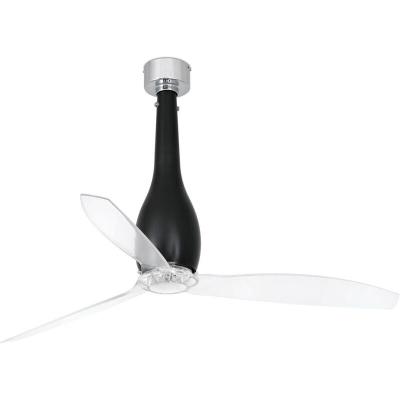 FARO BARCELONA Ventilateur de plafond noir mat et h&eacute;lices transparentes Eterfan Faro
