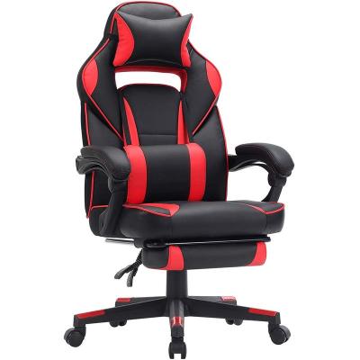 SONGMICS  Chaise gaming avec repose-pieds, Noir et Rouge