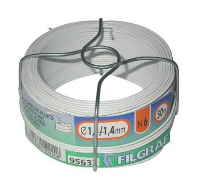 FILGRAF  Fil attache - plastifi&eacute; blanc - 6 mm - bobine 50 m