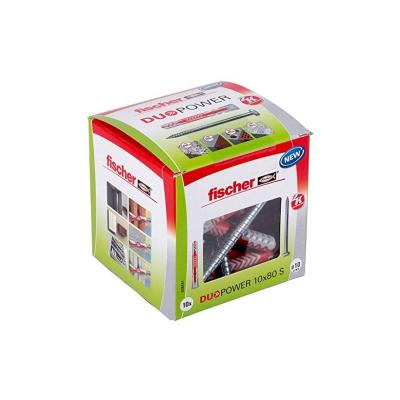 FISCHER Bo&icirc;te de 10 chevilles tous mat&eacute;riaux DUOPOWER 10x80mm + vis