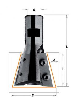 CMT Fraise hw 15&deg; pour joints &agrave; queue d'aronde z2 s=m12x1 d=39.5x31.5 dr 664.395.11