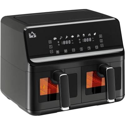 HOMCOM Friteuse &agrave; air 2 paniers 2500 38x38x30cm Noir