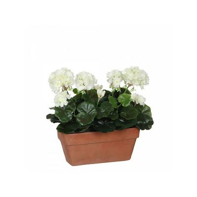 MICA DECORATIONS Geranium pvc blanc avec pot pour balcon 29X13X40CM