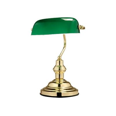 GLOBO  2491 Lampes de Table, Laiton, E27, 60 W, Dor&eacute;/Vert, 1 pi&egrave;ce