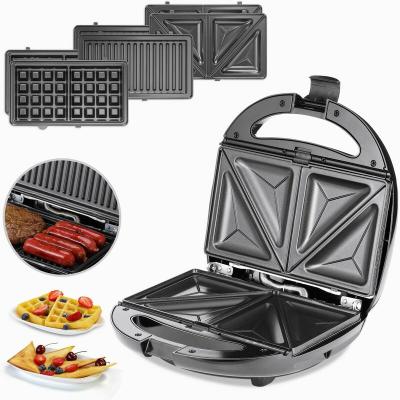 MONZANA Grill &eacute;lectrique 3en1 800W appareil &agrave; sandwichs grill gaufrier 3 grils