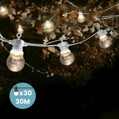 SKYLANTERN Kit Guirlande Guinguette 30m Fil Blanc Bulbes Transparent