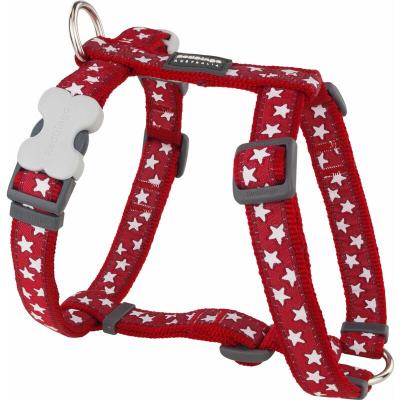  Red dingo - harnais design pour chien - rouge &eacute;toiles blanches - s