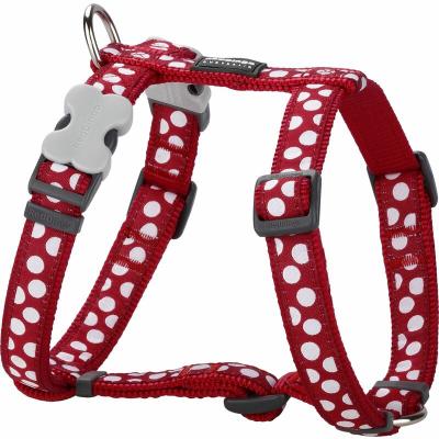 RED DINGO  - harnais design pour chien - rouge pois blancs - m