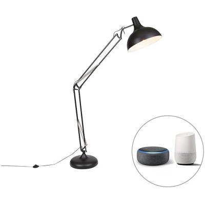 QAZQA Lampadaire intelligent noir r&eacute;glable avec Wifi A60 - Hobby