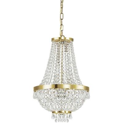 IDEAL LUX Suspension Dor&eacute;e en cristal CAESAR 6 ampoules