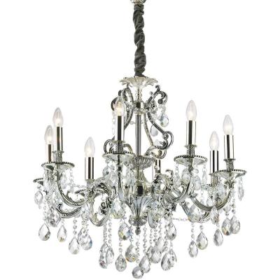 IDEAL LUX Suspension Argent&eacute;e en cristal GIOCONDA 8 ampoules