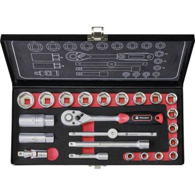 TOOLCRAFT  Jeu de cl&eacute;s &agrave; douille m&eacute;trique 3/8 (10 mm) 23 pi&egrave;ces 826373