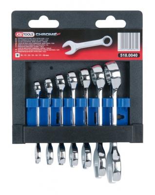 KS TOOLS  518.0040 Jeu de 7 cl&eacute;s mixtes courtes m&eacute;triques - sur support
