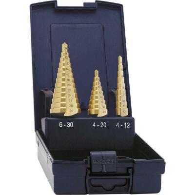 EXACT Jeu de forets &eacute;tag&eacute;s HSS  5351 4 - 12 mm, 4 - 20 mm, 6 - 30 mm TiN 1 set - 3 pi&egrave;ces