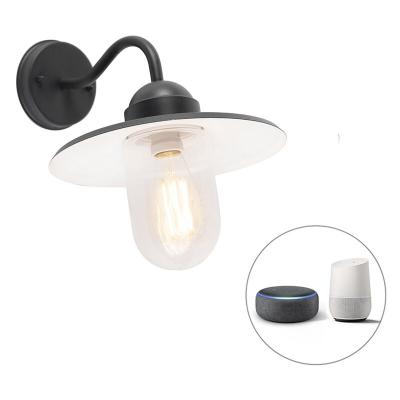 QAZQA Applique rurale anthracite IP44 avec ampoule intelligente WiFi E27 - Kansas
