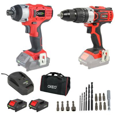 OXEO Kit de Perceuse visseuse et visseuse &agrave; choc 18v -chargeur et batterie
