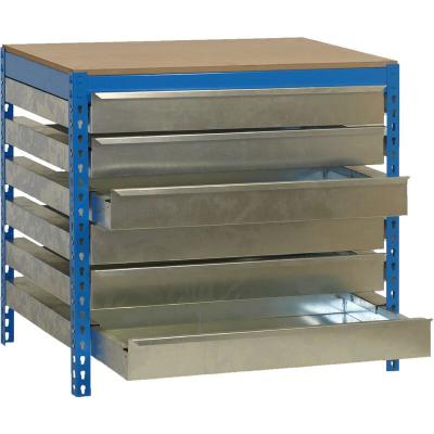SIMONWORK (BANCOS DE TRABAJO) Simon Rack - Kit Etabli avec tiroirs 840x1200x750mm - BT-5 BOX6 1200 BLEU/BOIS