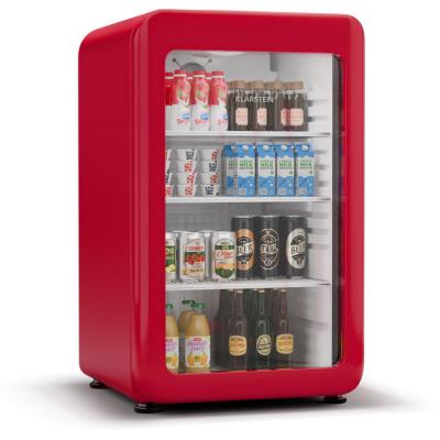 KLARSTEIN Audrey Evo R&eacute;frig&eacute;rateur &agrave; boissons porte vitr&eacute;e Mini Bar Mini Frigo 113 L Design r&eacute;tro Rouge
