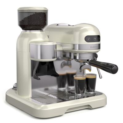 KLARSTEIN  bella caf&eacute; machine &agrave; expresso vintage broyeur 19 bars mousse de lait 2 tasses 1550w beige 