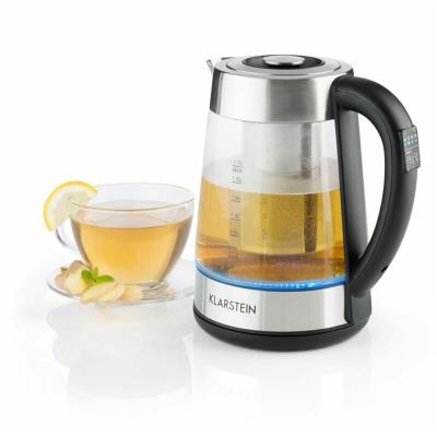 GENERIQUE Klarstein - Bouilloire - 1,7 l & passe-th&eacute; - 2-en-1 - 2200W led - Bouilloire &eacute;lectrique - inox & verre - Th&eacute;i&egrave;re - Filtre calcaire en inox int&eacute;gr&eacute;