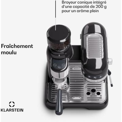 KLARSTEIN Cafeti&egrave;re -  - Machine &agrave; Expresso - 20 Bar - 1550W - 1.4L avec Moulin Int&eacute;gr&eacute;