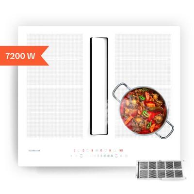 Klarstein chef-fusion down 2-en-1 plaque de cuisson &agrave; induction + hotte aspirante 60 cm 7200 w blanc 