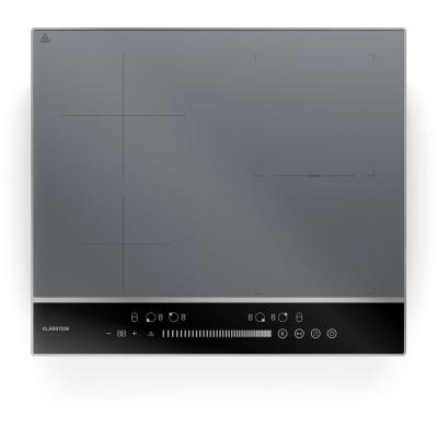  Klarstein dualtone hybrid plaque de cuisson &agrave; induction led contr&ocirc;le par curseur 7200 w argent&eacute; 