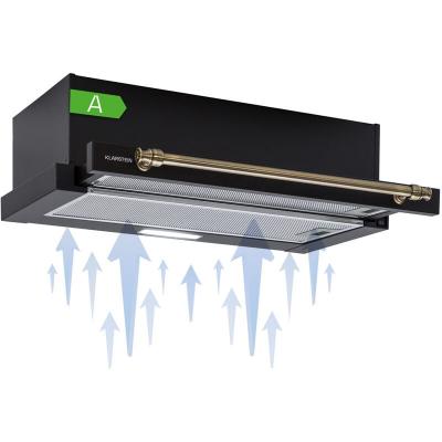 KLARSTEIN Hotte aspirante -  Vilhelmine - Hotte r&eacute;tro - 60cm - 332m&sup3;/h - 64dB - &Eacute;clairage LED - Noir 
