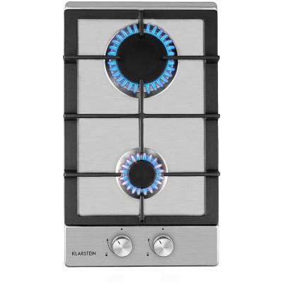 KLARSTEIN Ignito domino table de cuisson &agrave; gaz 2 br&ucirc;leurs sabaf - inox argent 