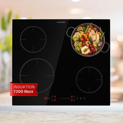 KLARSTEIN Table de cuisson &agrave; induction encastrable  Virtuosa EcoAdapt - 4 zones - 7200W - Noir 