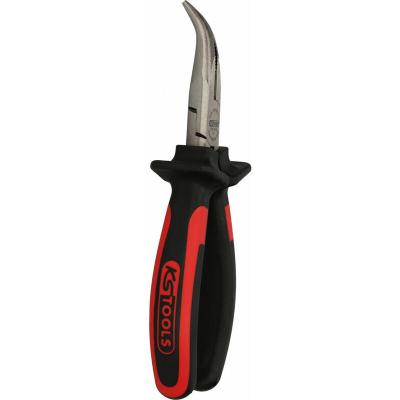 KS TOOLS Pince &agrave; bec demi ronde coud&eacute;e &agrave; poign&eacute;es bi-composants l. 165mm