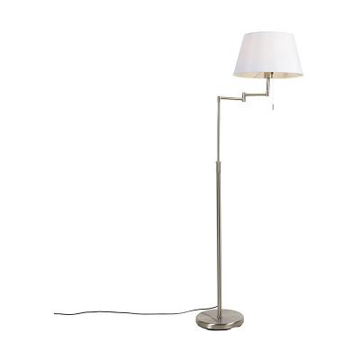 QAZQA Lampadaire en acier avec abat-jour blanc et bras r&eacute;glable - ladas deluxe