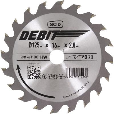 SCID Lame au carbure pour scie circulaire &oslash; 125 mm 20 16 2,8