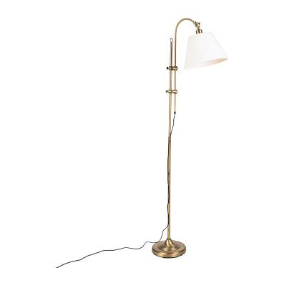 QAZQA Lampadaire classique en bronze avec abat-jour blanc - Ashley
