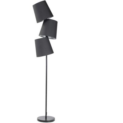 BELIANI Lampadaire Design &agrave; 3 Abat-Jour E14 Max 40W en M&eacute;tal et Tissu Noir 164 cm Rio Grande