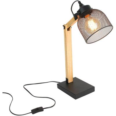 Lampe de bureau inclinable en Bois et M&eacute;tal - H.38 cm - Noir