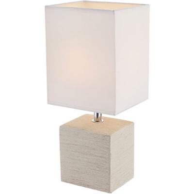 GLOBO LIGHTING Lampe a poser c&eacute;ramique - Tissu blanc - Interrupteur - 13x11x29 cm - Beige