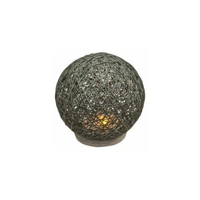 ATMOSPHERA Lampe &agrave; poser Boule Grise sur socle ciment D 18 cm