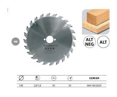 LEMAN  - Lame carbure pour machines portatives &Oslash;190x30x24z ALT Bois - 964.190.3024