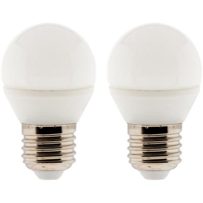 ELEXITY Lot de 2 ampoules LED sph&eacute;rique 5,2W E27 470lm 2700K (Blanc chaud)