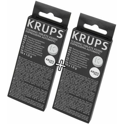 KRUPS Lot de 2 boites de pastilles nettoyantes pour cafeti&egrave;re, Expresso , ROWENTA, MAGIMIX - Blanc