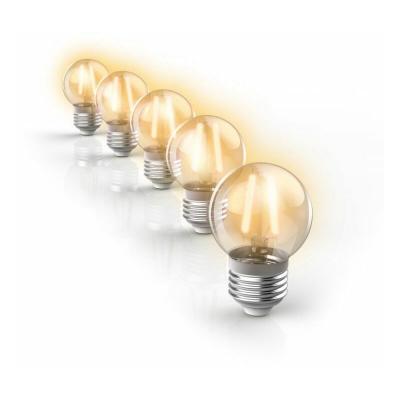 XANLITE Lot de 5 Ampoules LED Vintage, Culot E27, Blanc Chaud, Sp&eacute;cial Ext&eacute;rieur (IP45)