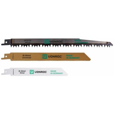 VONROC Lot de lames de scie sabre - universel - 3 pi&egrave;ces - bois et m&eacute;tal - fabriqu&eacute; en allemagne