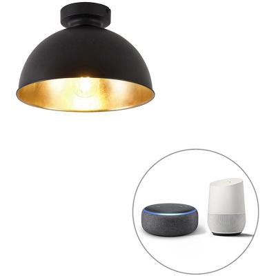 Plafonnier intelligent noir avec or 28 cm avec Wifi A60 - Magnax