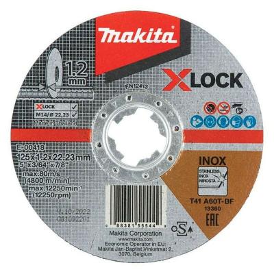 MAKITA  Disques abrasifs &agrave; tron&ccedil;onner INOX 125x1,2x22,23 mm - E-00418