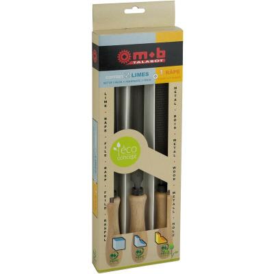 MOB Jeu de 2 limes et 1 rape manche en bois 200-8""mm 