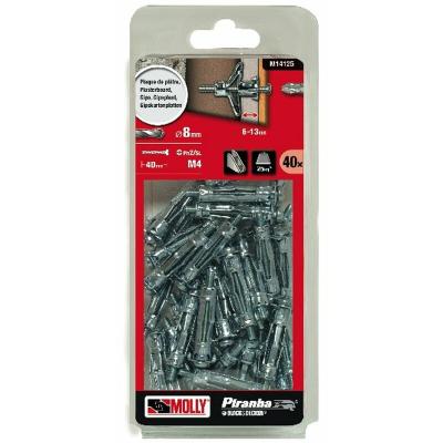 MOLLY Cheville murale creuse en m&eacute;tal avec vis 40p 4X33mm