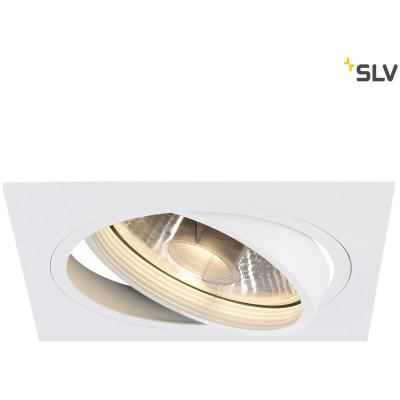 SLV NEW TRIA 1 ES111 encastr&eacute;, carr&eacute;, blanc mat, max. 75W, clips ressorts